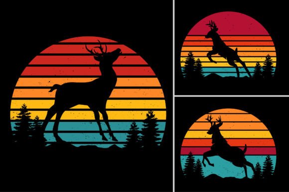 Reindeer Sunset T-Shirt Design Graphic: Your Next Bold Visual Asset