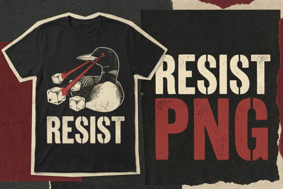 Resist PNG Penguin Laser Eyes Graphic: Bold Protest Design